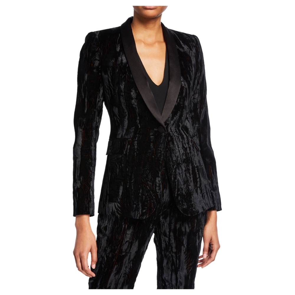 Alice + Olivia Macey Crushed Velvet Blazer Size 10